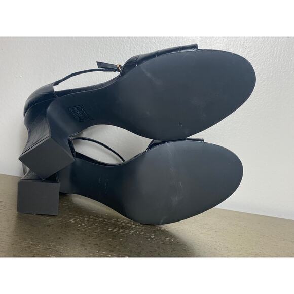 NEW AQUATALIA HEELS 9 BLACK LEATHER CROC MARY JANE FESTIVE HOLIDAYS QUIET LUXURY - Picture 14 of 16